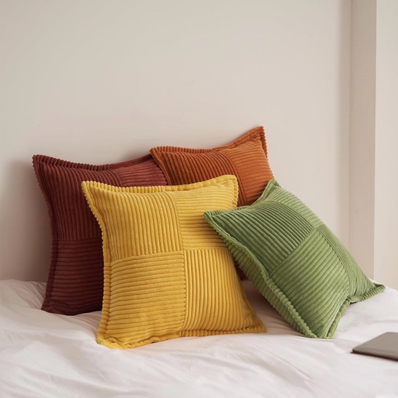 New West Elm (Set 4) Boho Velvet Corduroy Throw Pillow Cover Case Sham 18" x 18" - Picture 2 of 10